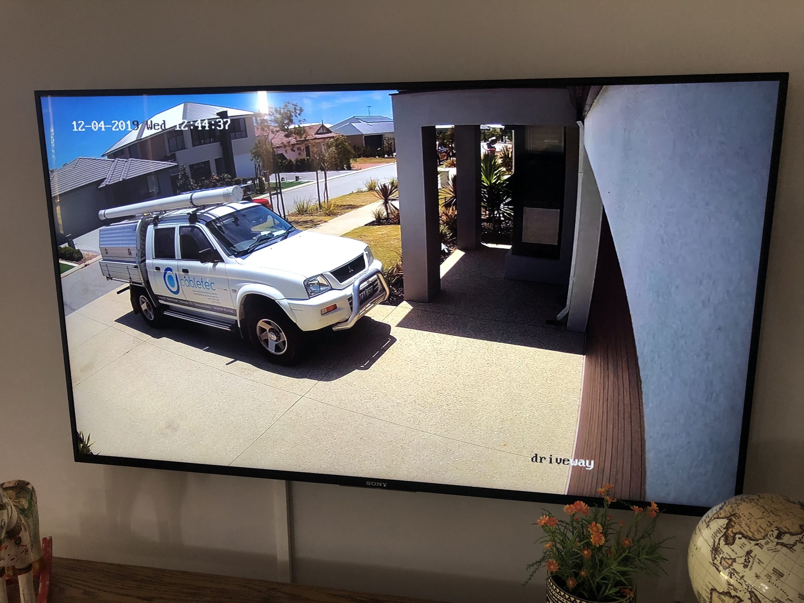 Cabletec's Van shown on customers TV through cameras